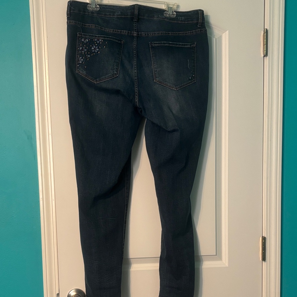 Code Bleu Dark Blue Detailed Skinny Jeans - Picture 8 of 9